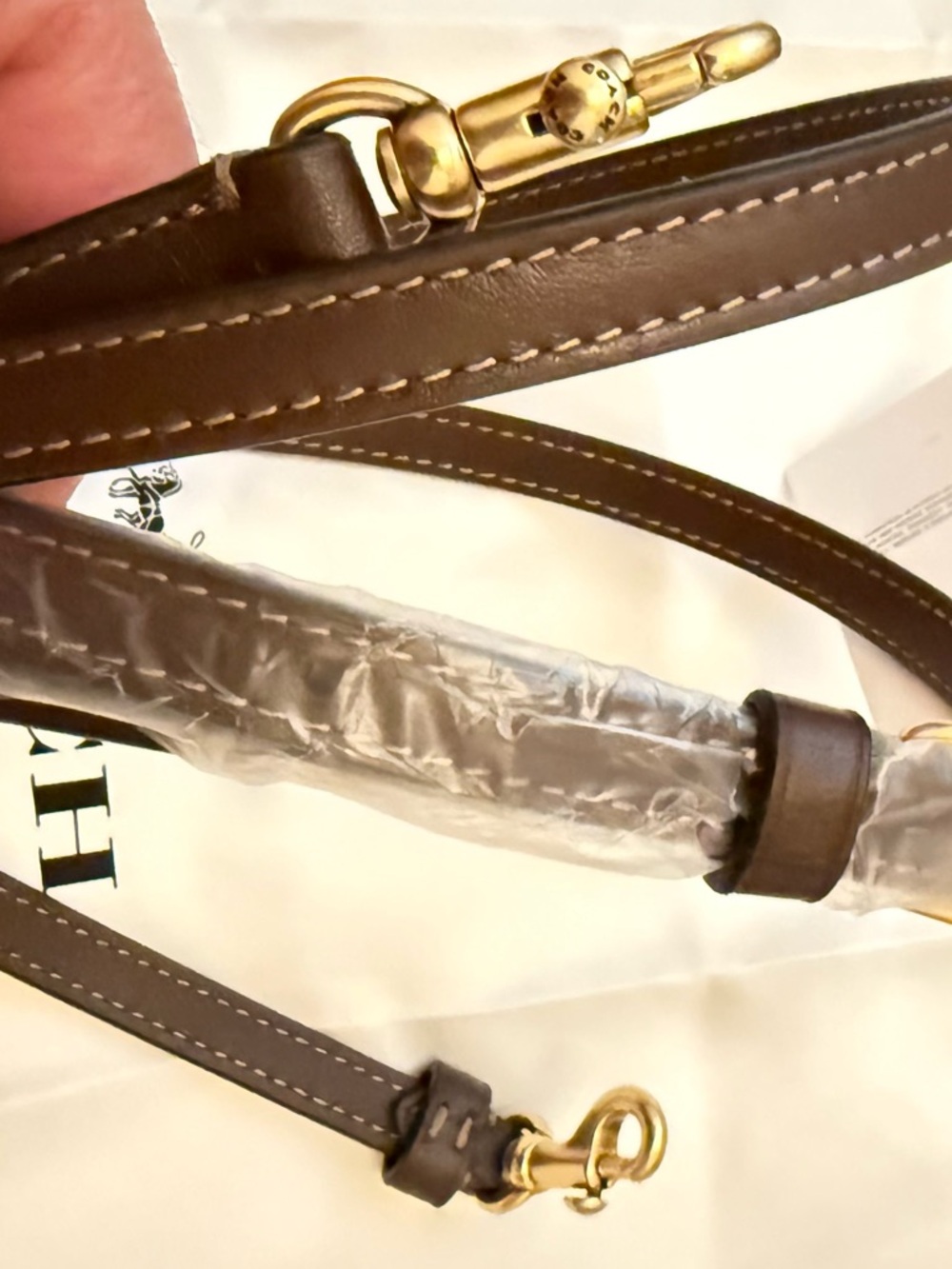 Coach Brown Leather Crossbody Strap with Gold Hardware